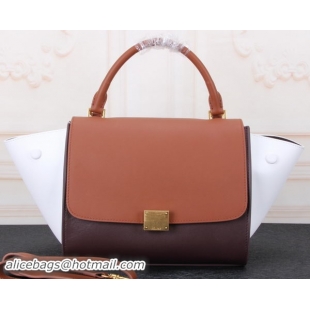 Cheapest Celine mini Trapeze Bag Original Calfskin Leather CTA3345 Wheat&Burgundy&White