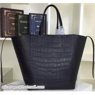 Lower Price Celine Cabas Phantom Bags Croco Leather C2206 Black