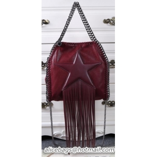 Unique Discount Stella McCartney Falabella Fringed Star Mini Tote Bag SM8865 Burgundy