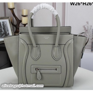 Duplicate Celine Luggage Micro Tote Bag Original Litchi Leather CLY33081M Grey