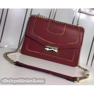 Leisure BVLGARI Flap Shoulder Bag Original Leather BG180999 Wine