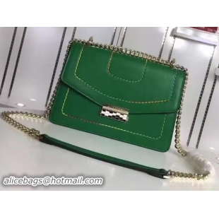 Perfect BVLGARI Flap Shoulder Bag Original Leather BG180999 Green