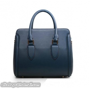 Buy New Cheap ALEXANDER MCQUEEN Heroine Medium Original Leather Top Handle Bag 8817 RoyalBlue