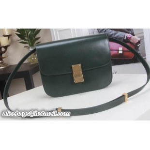 Low Price Celine Classic Box Flap Bag Calfskin Leather C3369 Green