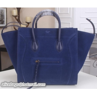 Duplicate Celine Luggage Phantom Tote Bag Suede Leather CT3341 Royal