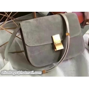 Discount Fashion Celine Classic Box Flap Bag Suede Leather C20445 Grey