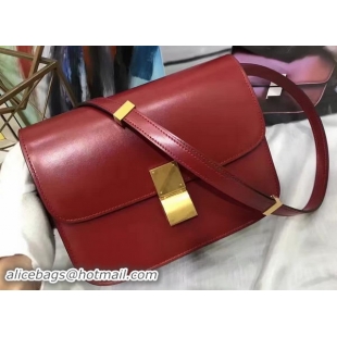 Top Grade Celine Classic Box Flap Bag Smooth Leather C20447 Red