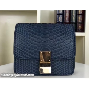 Popular Style Celine Python Leather Classic Box Small Bag 703083 Dark Blue