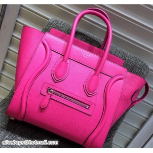 Top Design Celine Luggage Micro Tote Bag in Original Grained Leather 703096 Fushia