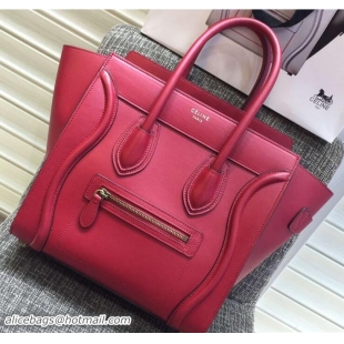 Low Cost Celine Luggage Micro Tote Bag in Original Smooth Calfskin 703098 Red