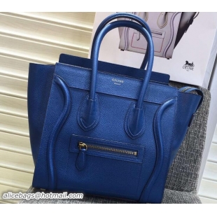 Chic Celine Luggage Micro Tote Bag in Original Goatskin Leather 703097 Blue