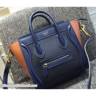 AAAAA Celine Luggage Nano Tote Bag in Original Leather Navy Blue/Black/Khaki 7031101