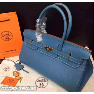 Modern Hermes Birkin 42cm Bag in Original Togo Leather Bag H60302 Denim Blue