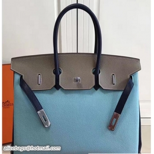 Trendy Design Hermes Mini Birkin 35cm Bag in Original Togo Leather Ba H60403 Light Blue/Gray