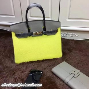 Comfortable Hermes Birkin 35CM Tote Bag Original Leather HB35TK Yellow&Grey