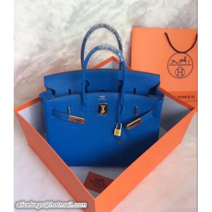 Most Popular Hermes Birkin 30CM Tote Bag Blue Original Leather HB30 Glod