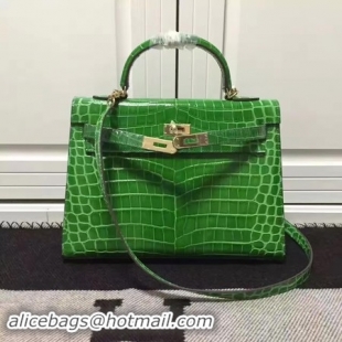 Big Discount Hermes Kelly 28cm Shoulder Bag Croco Leather K28 Green