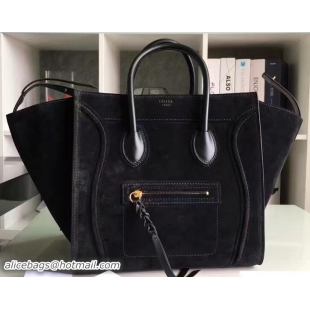 Fashion Celine Luggage Phantom Bag in Original Suede Leather 71807 Black 2017