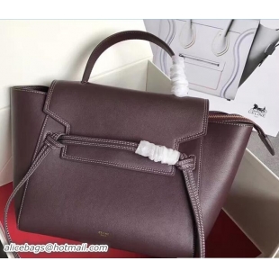 Expensive Celine Belt Tote Small Bag in Epsom Leather 71811 Quilt Burgundy