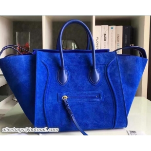 Well Crafted Celine Luggage Phantom Bag in Original Suede Leather 71807 Blue 2017