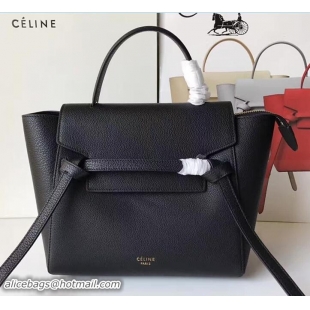 Good Looking Celine Belt Tote Mini Bag in Clemence Leather Black 71905