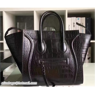 Best Price Celine Luggage Phantom Bag in Croco Pattern Black 71914