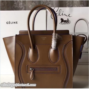 Fashion Luxury Celine Luggage Micro Tote Bag In Original Calfskin Smooth Leather Caramel 72030