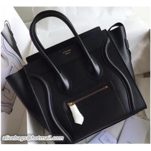 Grade Celine Luggage Mini Tote Bag in Original Smooth Leather Black 72015