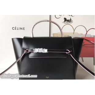 Top Design Celine Belt Tote Small Bag in Original Smooth Leather Black/Pink 72033