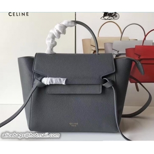 Classic Hot Celine Belt Tote Mini Bag in Original Clemence Leather 72031 Dark Gary