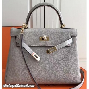 Fashion Hermes Kelly 25cm In Original Calfskin Leather Bag 72201 Grey