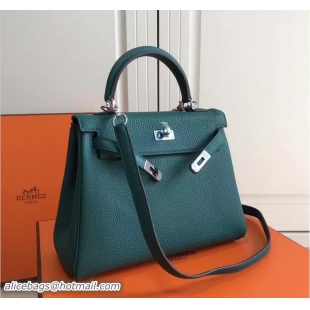 Good Quality Hermes Kelly 25cm In Original Calfskin Leather Bag 72201 Ice Green