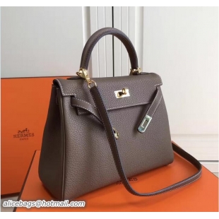 Unique Discount Hermes Kelly 25cm In Original Calfskin Leather Bag 72201 Etoupe