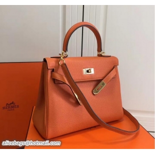 Sumptuous Hermes Kelly 28CM Bag In Togo Leather With Gold Hardware 72302 Orange