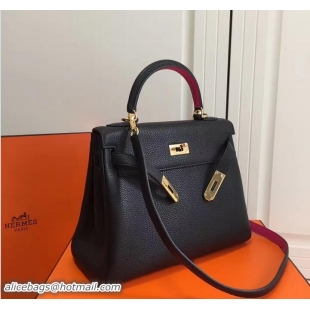 Charming Hermes Kelly 28CM Bag In Togo Leather With Gold Hardware 72302 Black