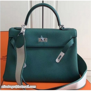 Top Grade Hermes Kelly 28 Togo Leather With Amazon Strap Bag 72304 Ocean Green