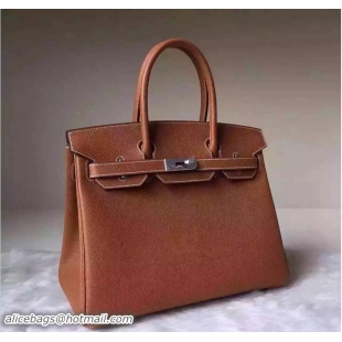 Luxury Hermes Birkin 30 Bag In Original Epsom Leather With Gold/Silver Hardware 72306 Brown