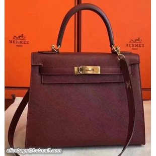 Classic Specials Hermes Kelly 28CM Bag In Original Epsom Leather With Gold/Silver Hardware 72308 Burgundy