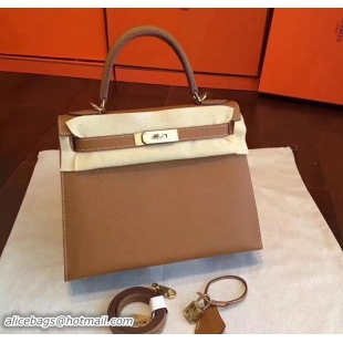 Good Looking Hermes Kelly 28CM Bag In Original Epsom Leather With Gold/Silver Hardware 72308 Brown