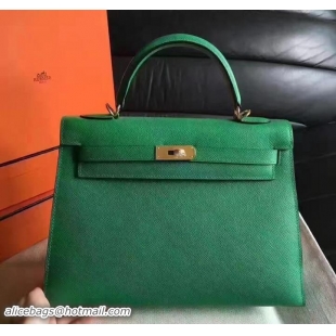 Fashion Luxury Hermes Kelly 28CM Bag In Original Epsom Leather With Gold/Silver Hardware 72308 Green