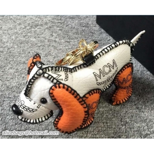 Fashion Luxury MCM Visetos Signature Dog Bag Charm White/Orange 81005