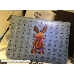 Best Grade MCM Rabbit Ipad Pouch Clutch Bag 81010 Blue