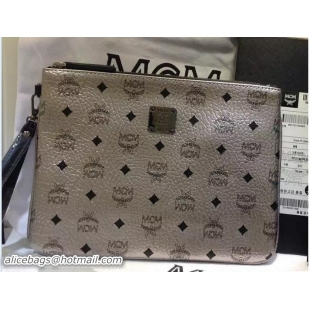 Classic Specials MCM Stark Ipad Pouch Clutch Bag with Wristlet 81035 Silver