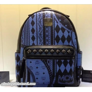 1:1 MCM Stark Baroque Print Backpack Bag 81033 Blue