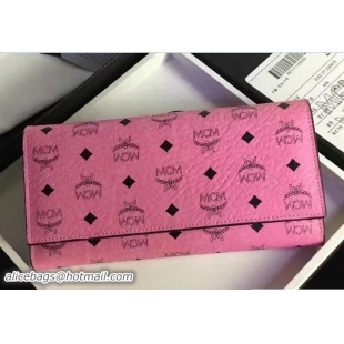 Fashion MCM Visetos Printed Claus Long Two Fold Wallet 81109 Pink