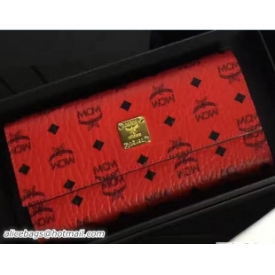 Luxury MCM Color Visetos Tri-fold Large Wallet 81112 Red