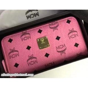 Best MCM Heritage Zip Around Large Wallet 81127 Pink