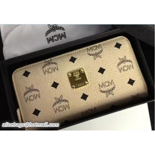 Unique Style MCM Heritage Zip Around Large Wallet 81127 Beige