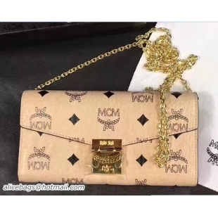 Most Popular MCM Large Patricia Visetos Two Fold Wallet With Chain 81218 Beige