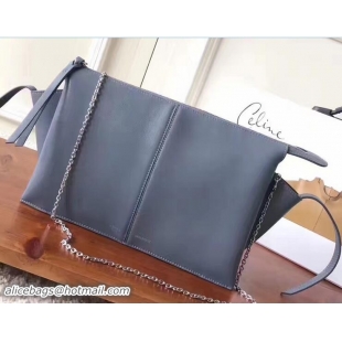 Classic Celine Tri-Fold Clutch on Chain Shoulder Bag Gray 81322